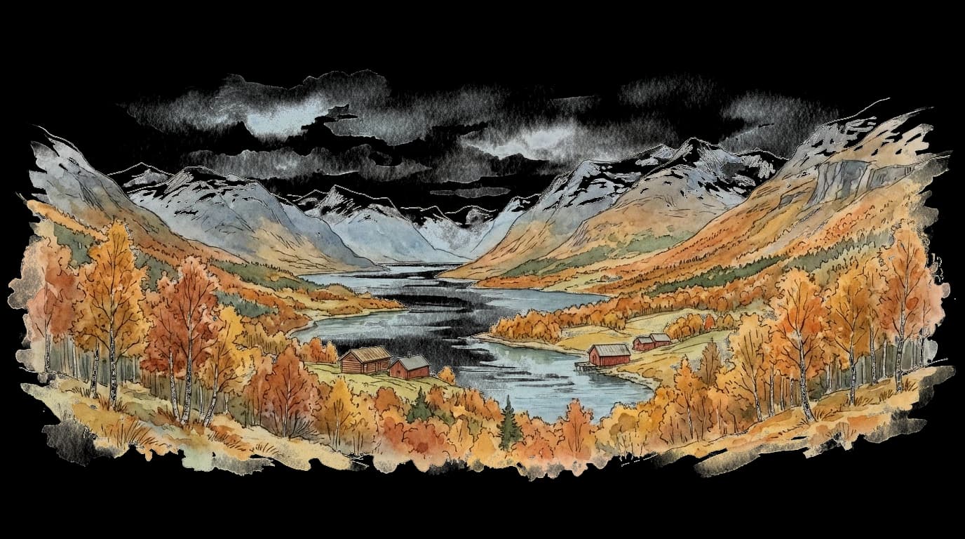Landskapsillustrasjon for Norge